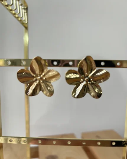 Gold Floral Statement Earrings